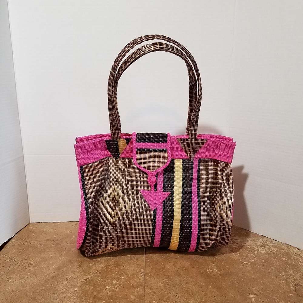 Colorful Tribal Woven Plastic Tote/Beach Bag